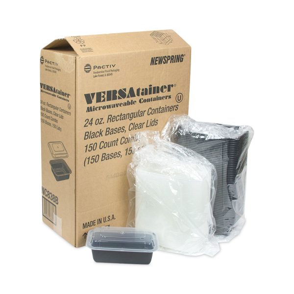 Newspring VERSAtainer Microwavable Containers, 24 oz, 5 x 7.25 x 2, Black Clear, Plastic, 150 Carton Online - Image 4