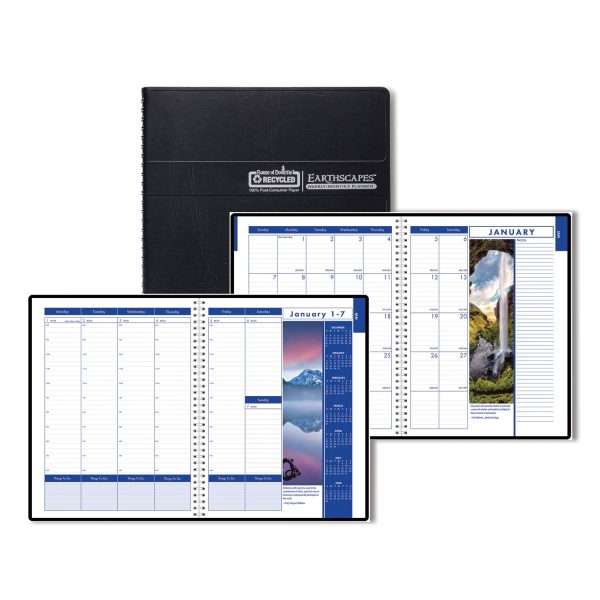 Earthscapes Recycled Weekly Monthly Appointment Book, Landscape Photos, 11 x 8.5, Black Soft Cover, 12-Month (Jan-Dec): 2024 Hot on Sale