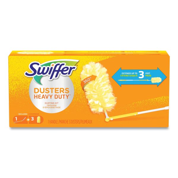 Heavy Duty Dusters with Extendable Handle, Plastic Handle Extends to 3 ft, 1 Handle and 3 Dusters Kit, 6 Kits Carton Online