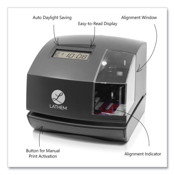 1600E Tru-Align Time Clock and Stamp, Digital Display, Dark Gray Sale - Image 2