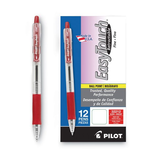 EasyTouch Ballpoint Pen, Retractable, Fine 0.7 mm, Red Ink, Clear Barrel, Dozen For Cheap - Image 4