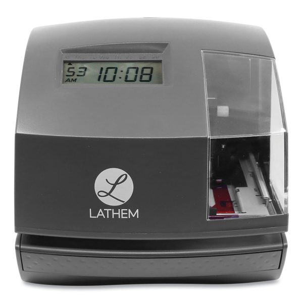 1600E Tru-Align Time Clock and Stamp, Digital Display, Dark Gray Sale - Image 5