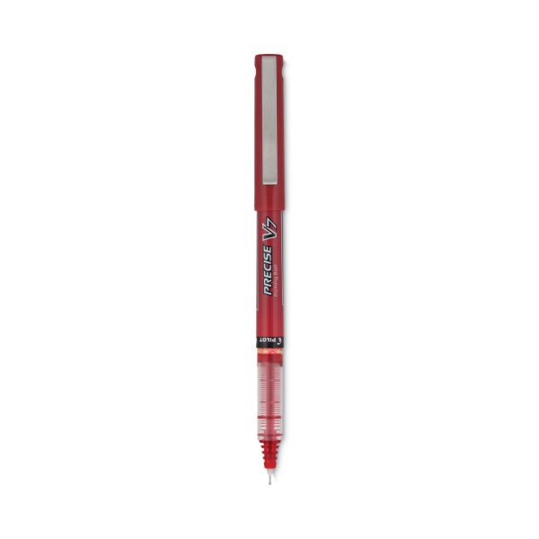 Precise V7 Roller Ball Pen, Stick, Fine 0.7 mm, Red Ink, Red Clear Barrel, Dozen For Sale