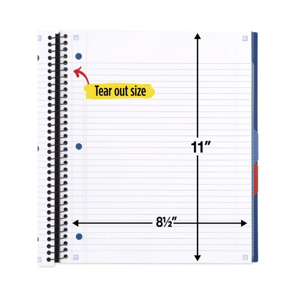 Advance Wirebound Notebook, Six Pockets, 3-Subject, Medium College Rule, Randomly Assorted Cover Color, (150) 11 x 8.5 Sheets For Sale - Image 5