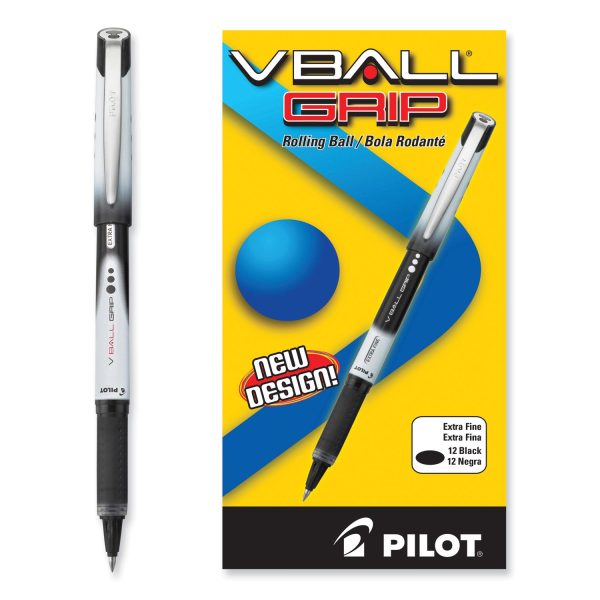 VBall Grip Liquid Ink Roller Ball Pen, Stick, Extra-Fine 0.5 mm, Black Ink, Black White Barrel, Dozen For Cheap - Image 4