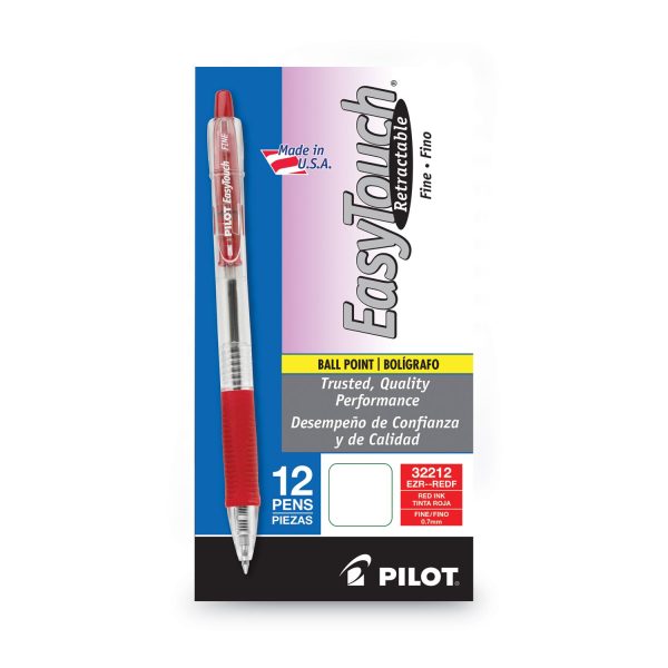 EasyTouch Ballpoint Pen, Retractable, Fine 0.7 mm, Red Ink, Clear Barrel, Dozen For Cheap - Image 2